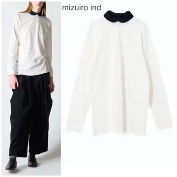 새상품급 미즈이로 인드 워셔블 라운드 칼라 하이넥 풀오버 F 일본제