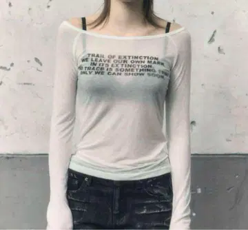 BOHEMSEO 시즈니룩 모노톤 화이트 갸루 왕홍 긴팔 상의