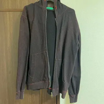 다크 브라운 더블 지퍼 후드티 90s 크롭 기장