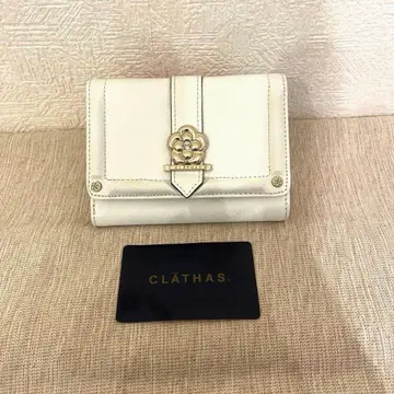 가죽 CLATHAS 화이트 3단 폴더형 지갑 미사용 새상품