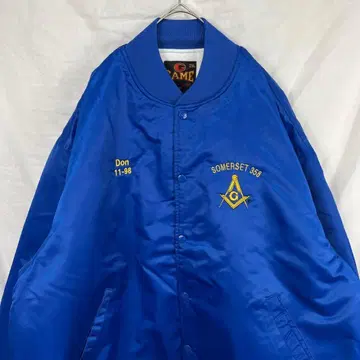 90s 80s 프리메이슨 나일론 충전솜 바시티 자켓 파랑