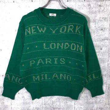 올드 레트로 빈티지 구제 의류 도시명 자카드 니트 스웨터