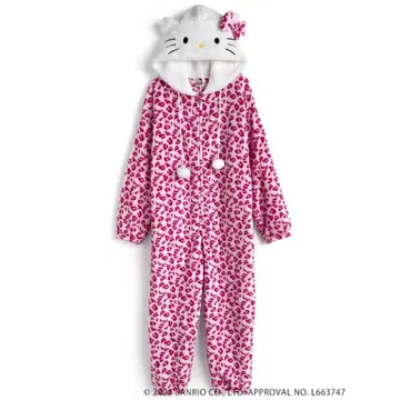 레오파드 무늬 키티 올인원 헬로키티 레오파드 무늬 인형옷 파자마