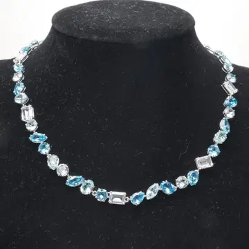 새상품급 스와로브스키 GEMA 믹스컷 목걸이 블루
