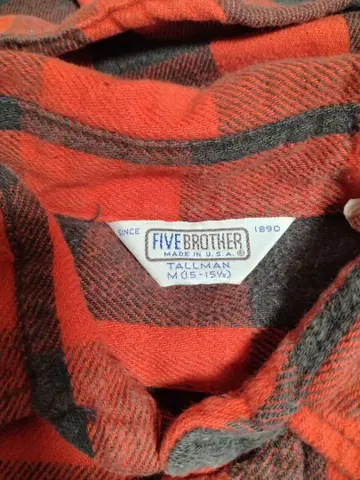 빈티지 USA제 five brother 블록 체크 플란넬 셔츠
