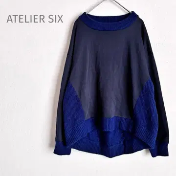 *아틀리에 시크* 드롭 숄더 스웨터 디자이너 상의 네이비