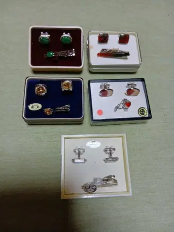 미사용 새상품! 커프스 단추, 넥타이핀, 타이 세트 5세트