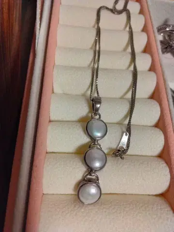 UC 실버 925 3연 펄 목걸이