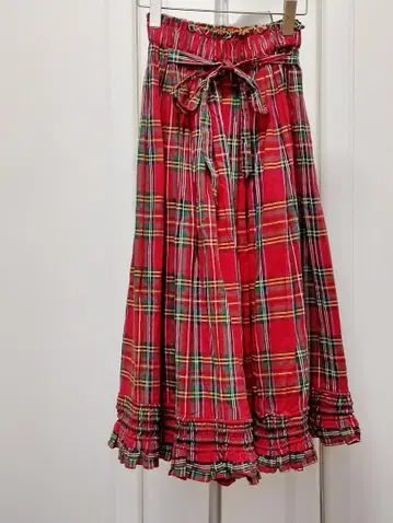 ATSUKI ONISH 레드 체크 플레어 스커트