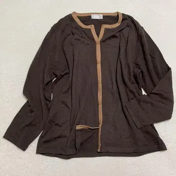 [ 빅 사이즈 3L ] 웨일엘 배색 가디건 내추럴 클래식