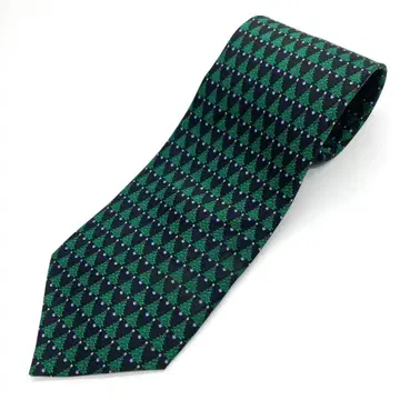 크리스마스 트리 넥타이 전나무 올 패턴 구제 의류 실크 포멀 블랙 그린