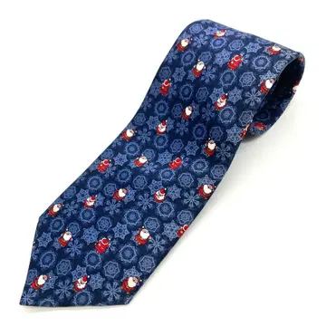 산타클로스 넥타이 눈 결정 크리스마스 올 패턴 구제 의류 블루 포멀