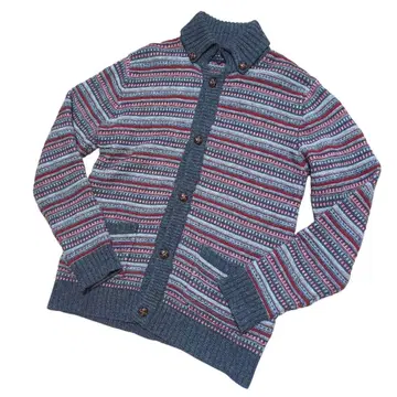 즉시 발송 페어아일 패턴 카라 부착 니트 가디건 그레이 계열 L 사이즈