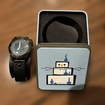 Fossil 손목시계 블랙 천연 가죽