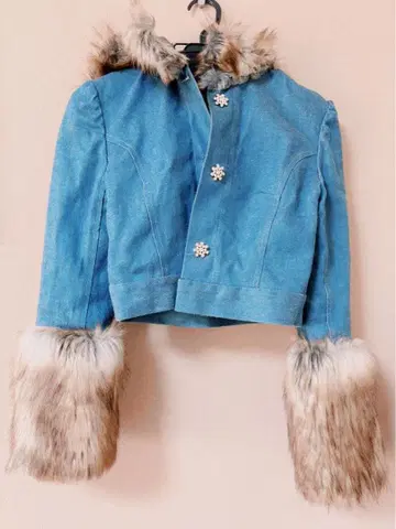 Denim Nylon Fur Reversible Jacket