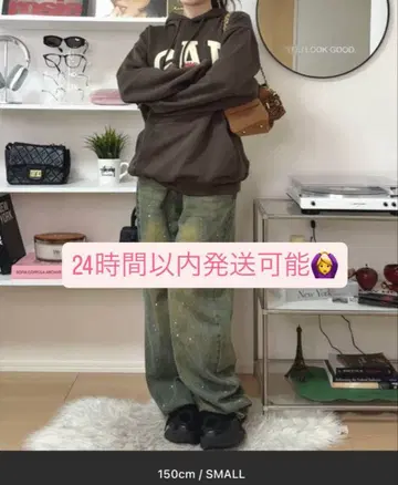 [ SHAGGIE ] 오로라 큐빅 장식 빈티지 루즈 데님 팬츠