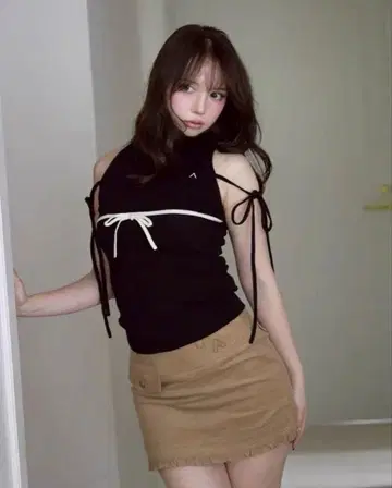 앤드마리 Adele 리본 탱크 블랙