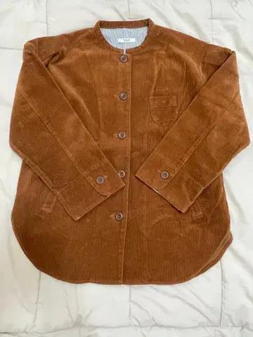 POU DOU DOU 브라운 코듀로이 노카라 자켓