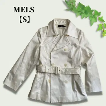 고급 광택 화이트 MELS 화이트 숏 기장 트렌치