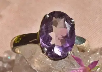 10호 인클루전 자수정 오벌 패싯 컷 실버 반지 233