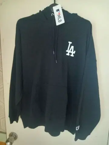 MLB LA 로고 자수 후드 부착 후드티 L 사이즈 네이비