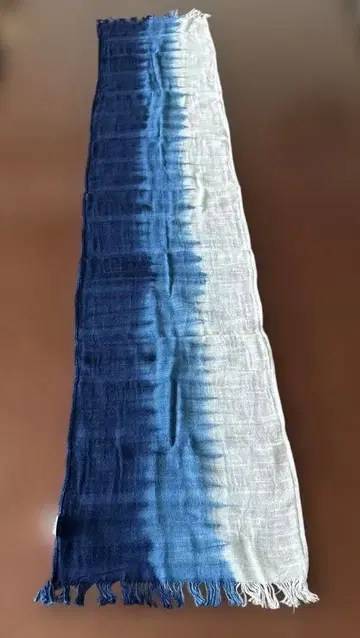 아와 유젠 스톨 네이비 나염 머플러 숄