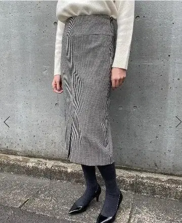 INED 울 하운드투스 체크 타이트 스커트 (사이즈 11)