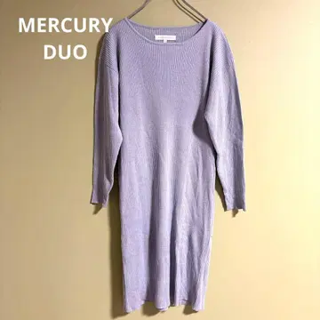 MERCURYDUO 니트 원피스 퍼플 연보라 리브 F