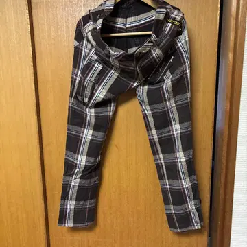 Russelune 체크 무늬 캐주얼 팬츠 L 사이즈