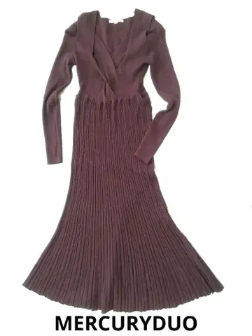 MERCURYDUO 머큐리 듀오 리브 니트 원피스 퍼플 S 사이즈