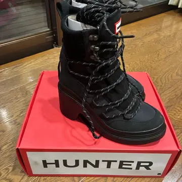 HUNTER 블랙 힐 부츠 새상품 24cm