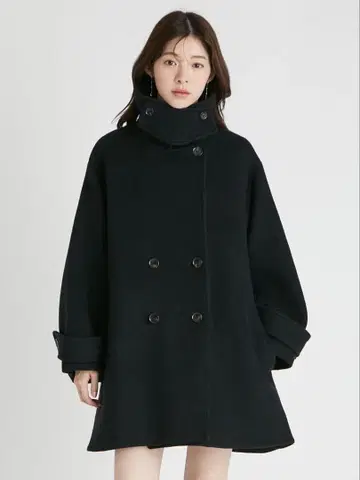 CELFORD (셀포드) A라인 울 미들 코트 블랙