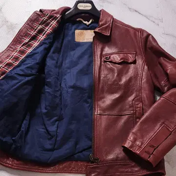 HUGO BOSS 라이더 자켓 램 가죽 보르도 메탈 플레이트