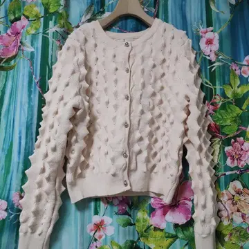 lawgy spiky round button cardigan pink