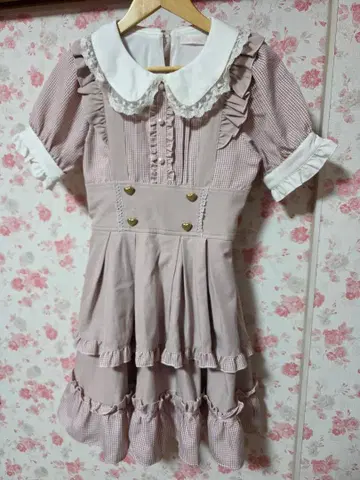 Liz Lisa 깅엄 체크 반팔 미니 원피스 S