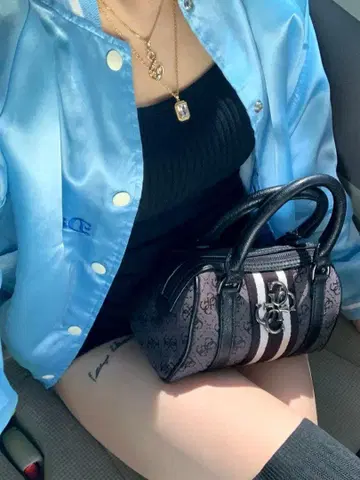 바시티 자켓 새틴 자켓 스카이블루