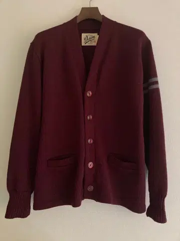 Dehen (디엔) 레터드 가디건 USA 제 버건디 90년대