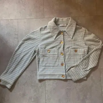 NINA RICCI 스카이블루 스트라이프 크롭 자켓