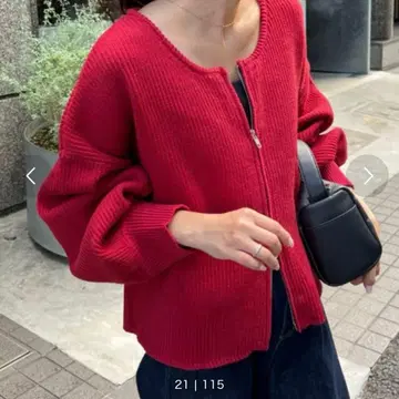 CIAOPANIC TYPY 스폰디쉬 더블 지퍼 니트 가디건 빨간색