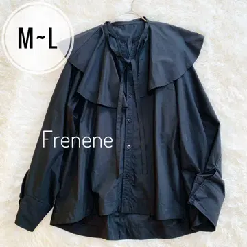 Frene 프릴 칼라 블라우스 셔츠 M~L 블랙 체형 커버