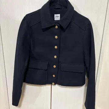 ZARA 크롭 기장 골드 버튼 숏 기장 자켓 네이비 S