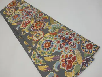 새상품급 중고 예복용 고급 후쿠로 오비 당초 무늬 그레이 N70129-2