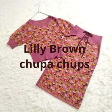 [새상품급] 릴리 브라운 츄파춥스 패턴 스커트 셋업 니트 F