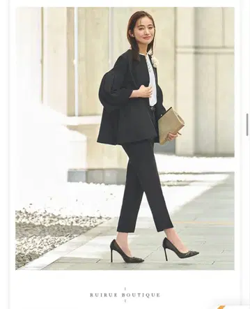 RUIRUE BOUTIQUE 팬츠 수트 블랙 M 펄 셔츠 세트