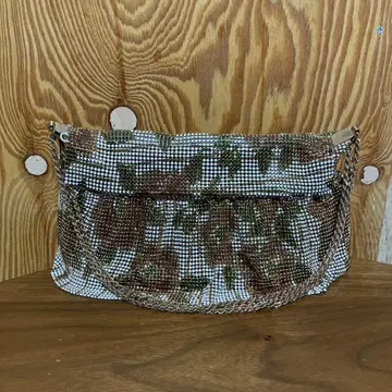 꽃무늬 동백꽃무늬 메쉬 반짝이 클러치백 한국제