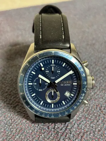 FOSSIL 크로노그래프 손목시계 네이비 작동품 정품 고무 벨트