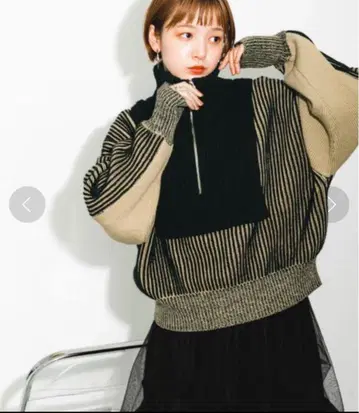 KBF 레이어드 하프 지퍼 니트