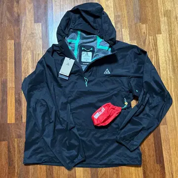 나일론 자켓 블랙 후드 부착