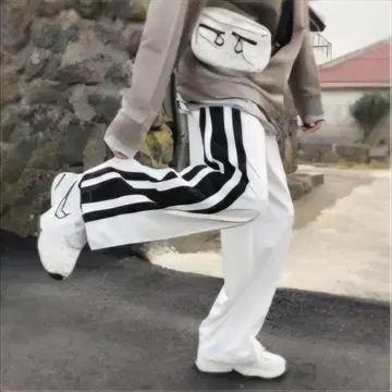 하라주쿠 라포레 사이드 라인 팬츠 와이드 이지 저리