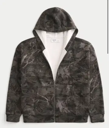 박스 와플 카모플라쥬 안감 부착 집업 후디